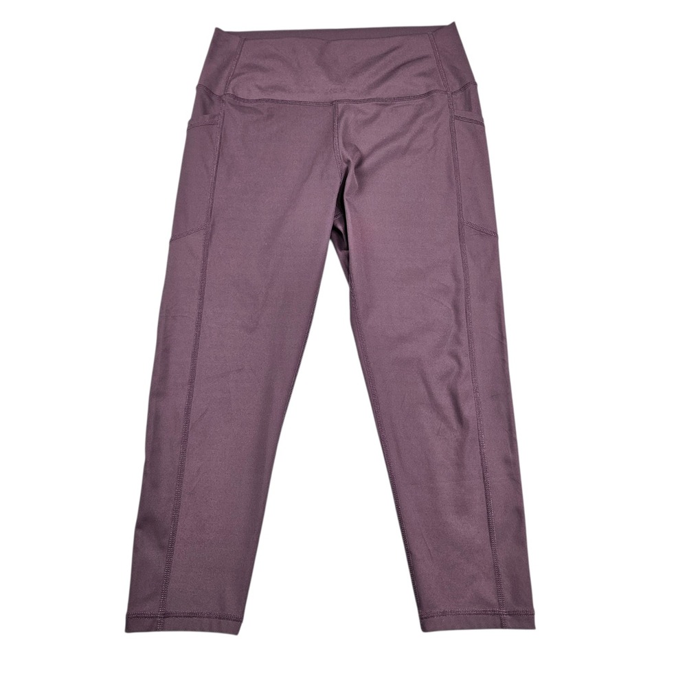 Zyia Active Capri Leggings Womens Size 8-10 Plum Purple High Waisted Pockets 20"
